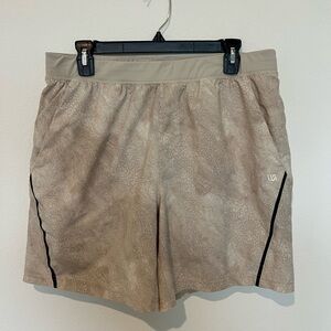 Men's Beige Patterned Athletic Shorts VRST